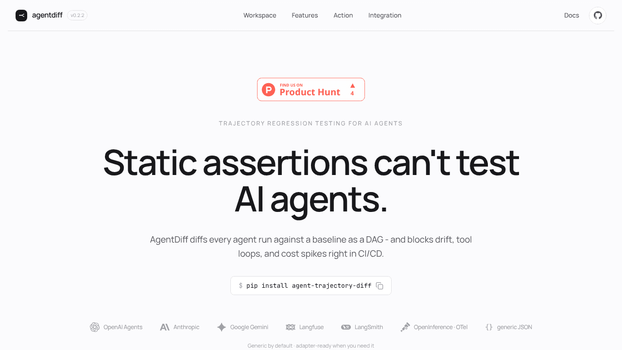 AgentDiff website screenshot