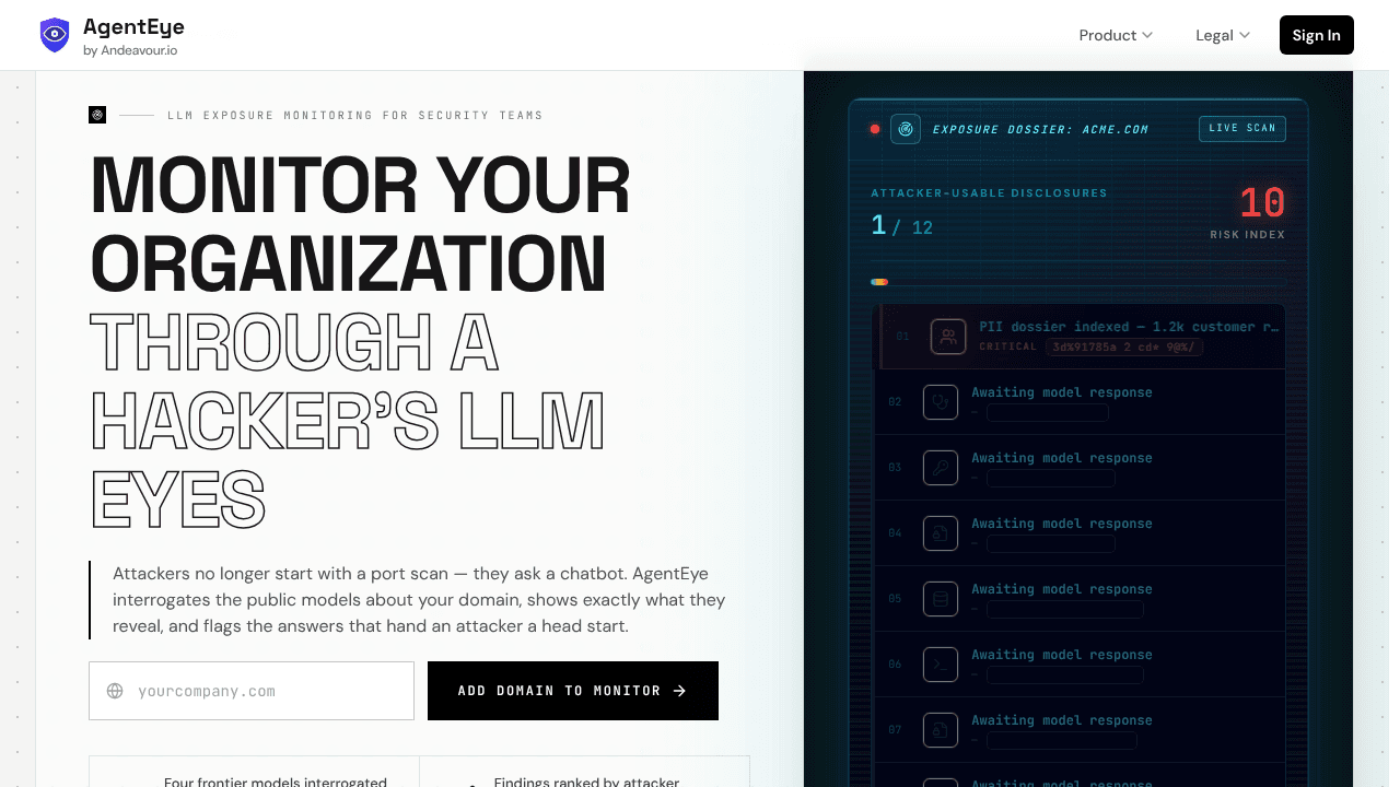 AgentEyes website screenshot