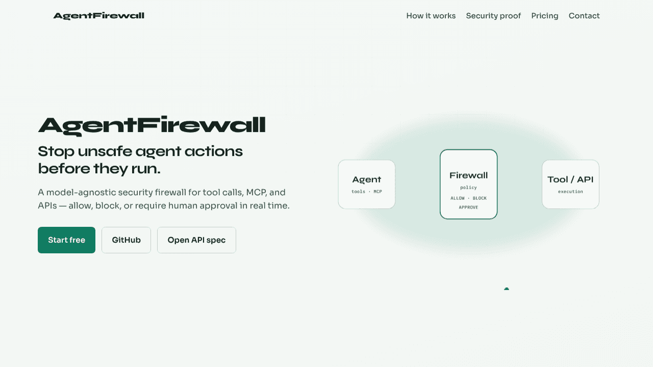AgentFirewall website screenshot