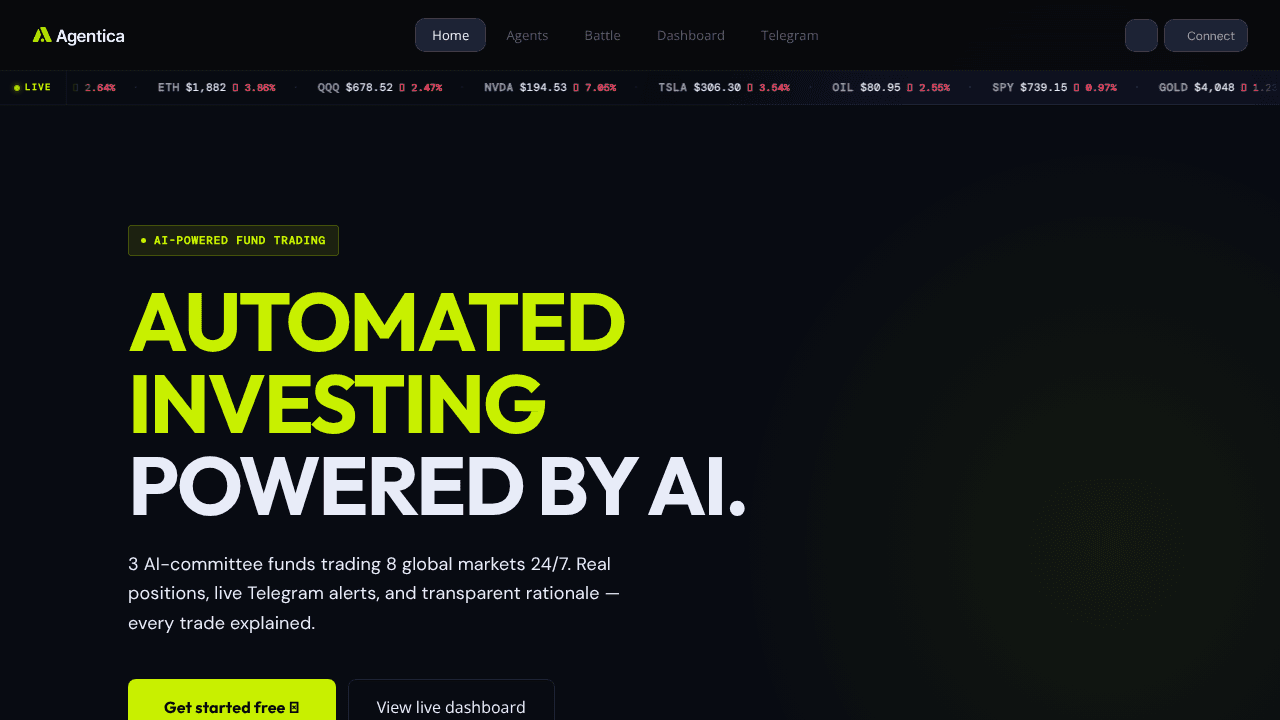 Agentica website screenshot