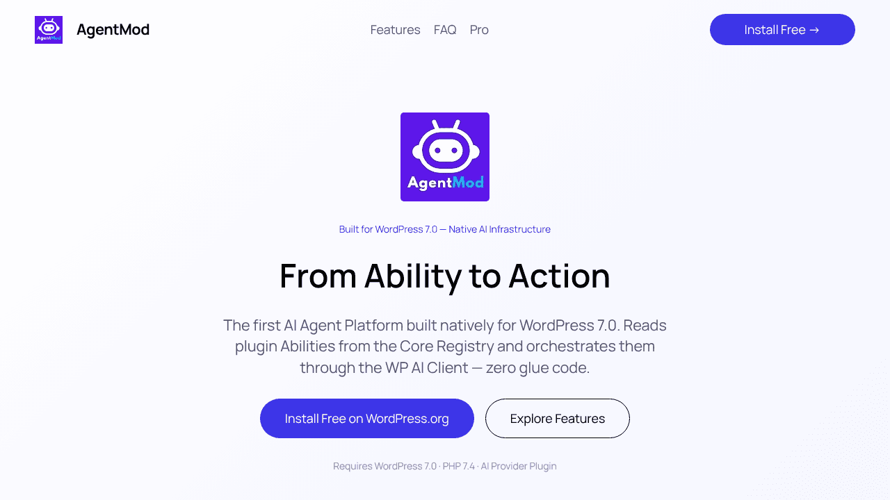 AgentMod website screenshot