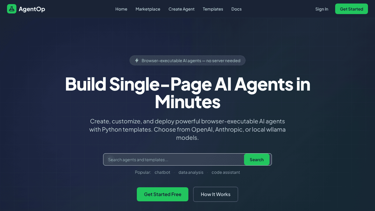 AgentOp website screenshot