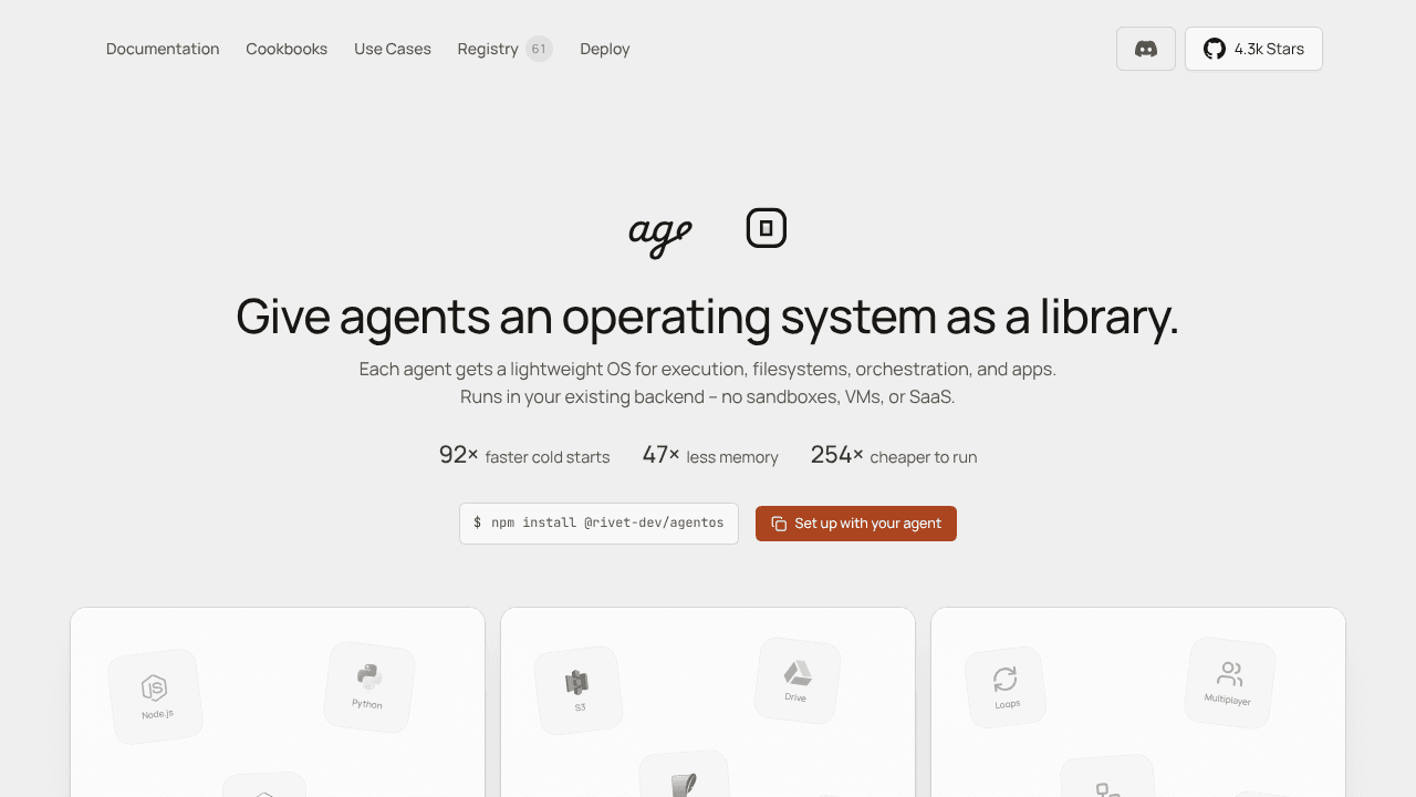 agentOS website screenshot