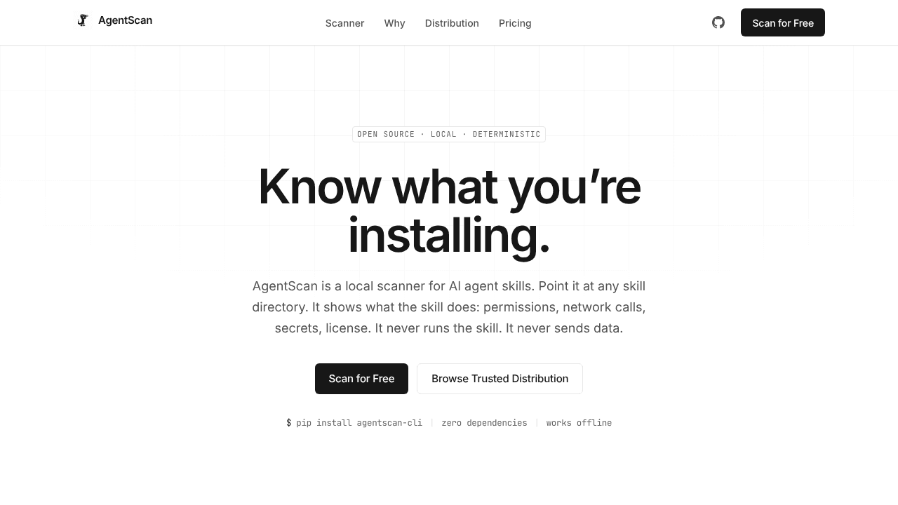 AgentScan website screenshot
