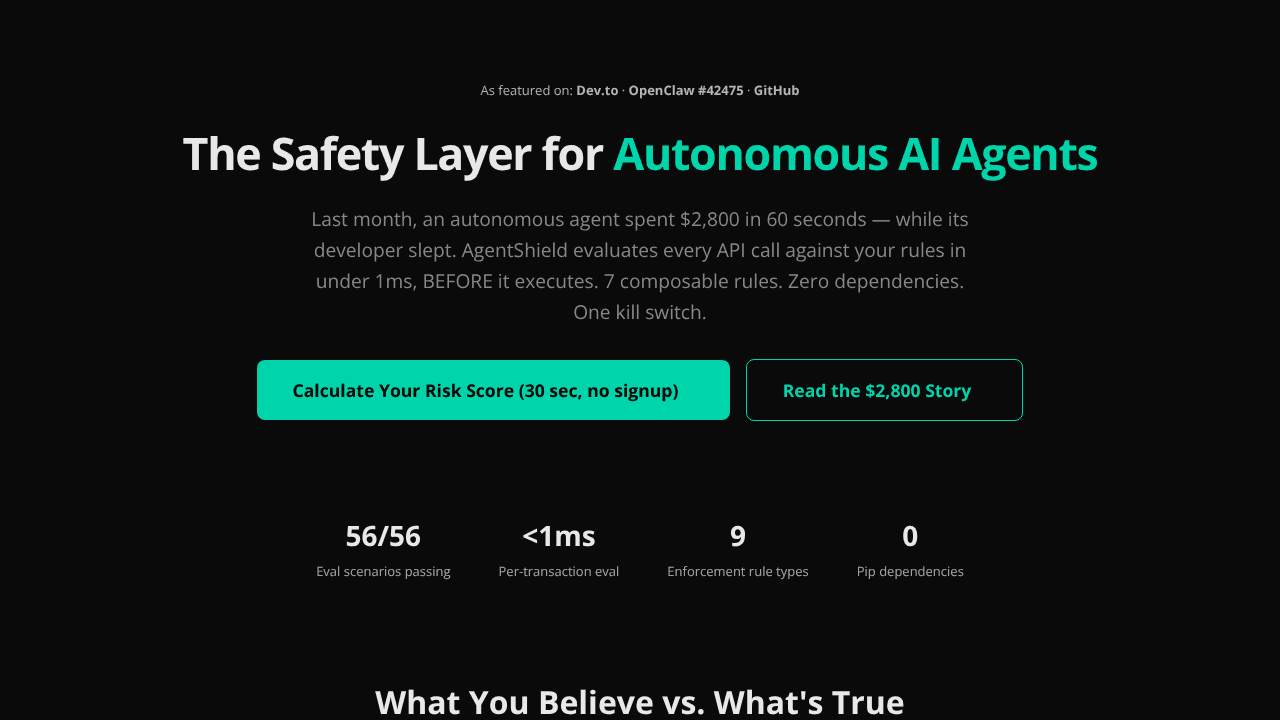 AgentShield website screenshot