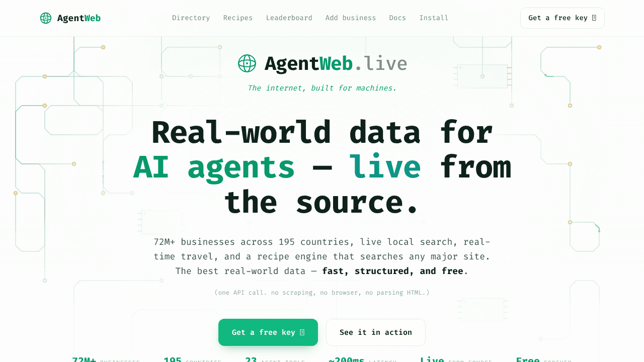 AgentWeb website screenshot