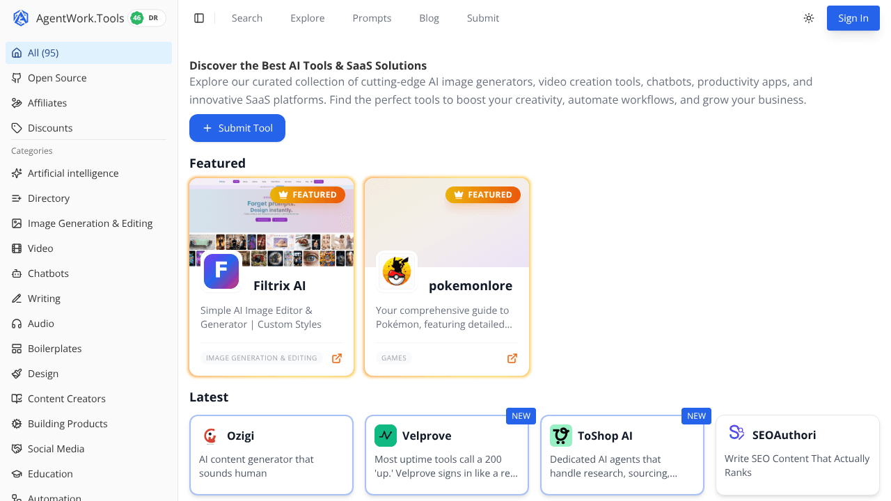 AgentWork.Tools website screenshot
