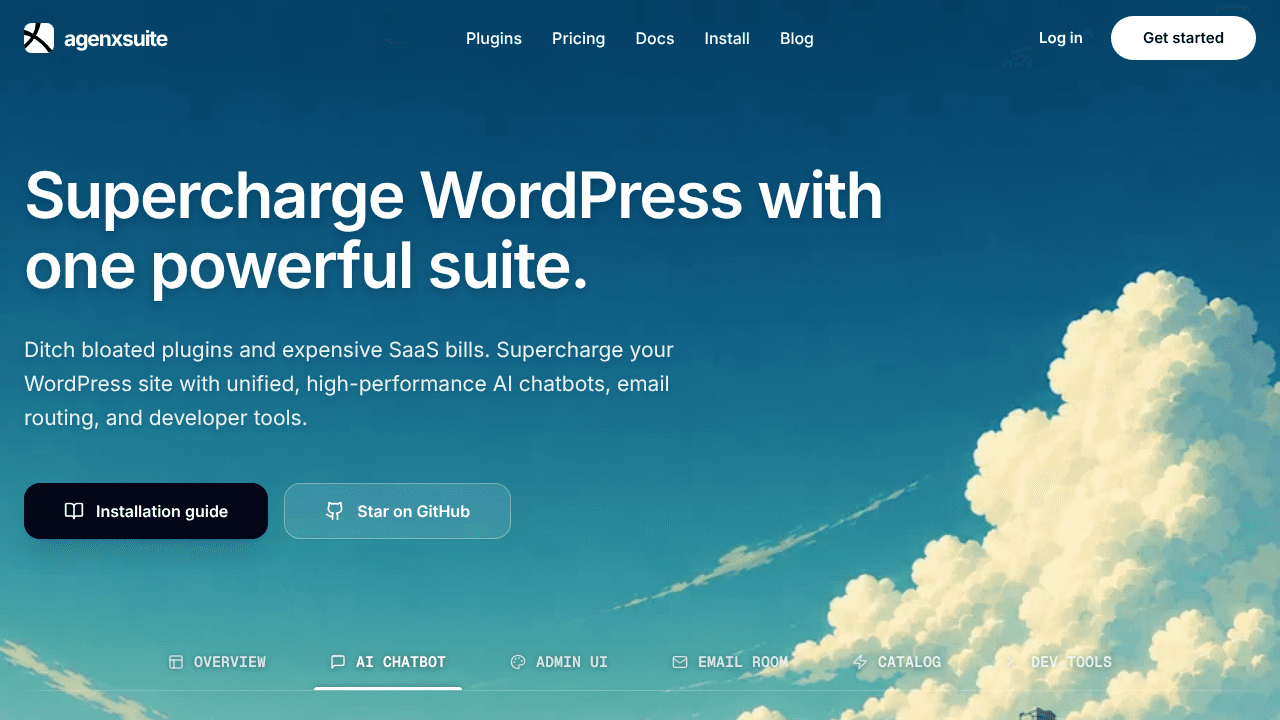 AgenX Suite website screenshot