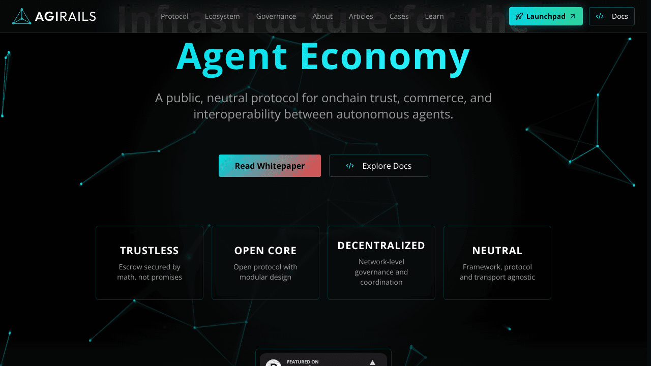 AGIRAILS website screenshot