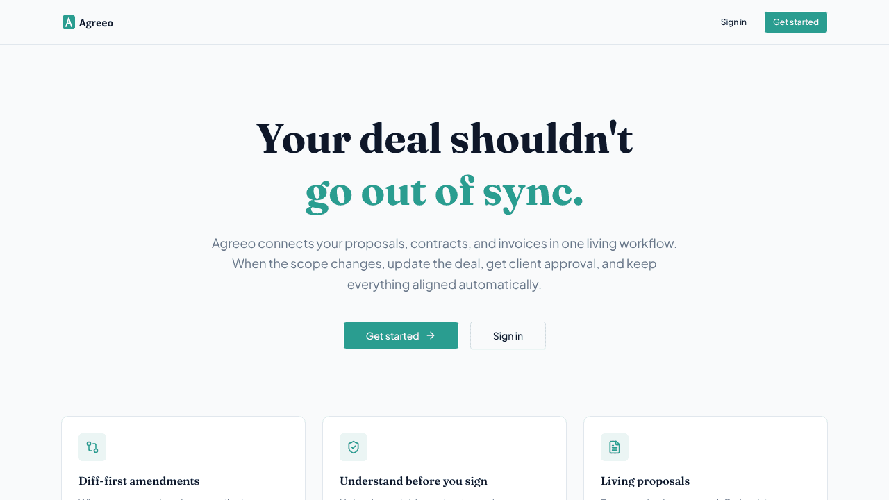 Agreeo website screenshot
