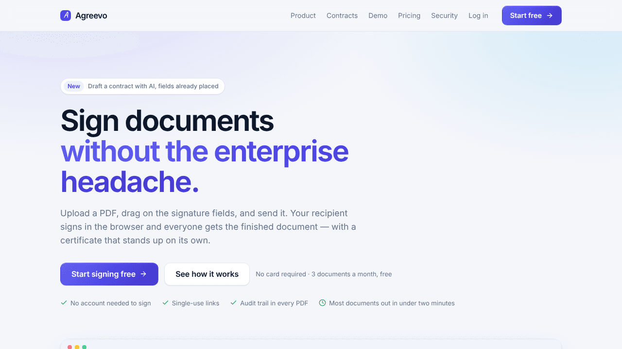 Agreevo — e website screenshot