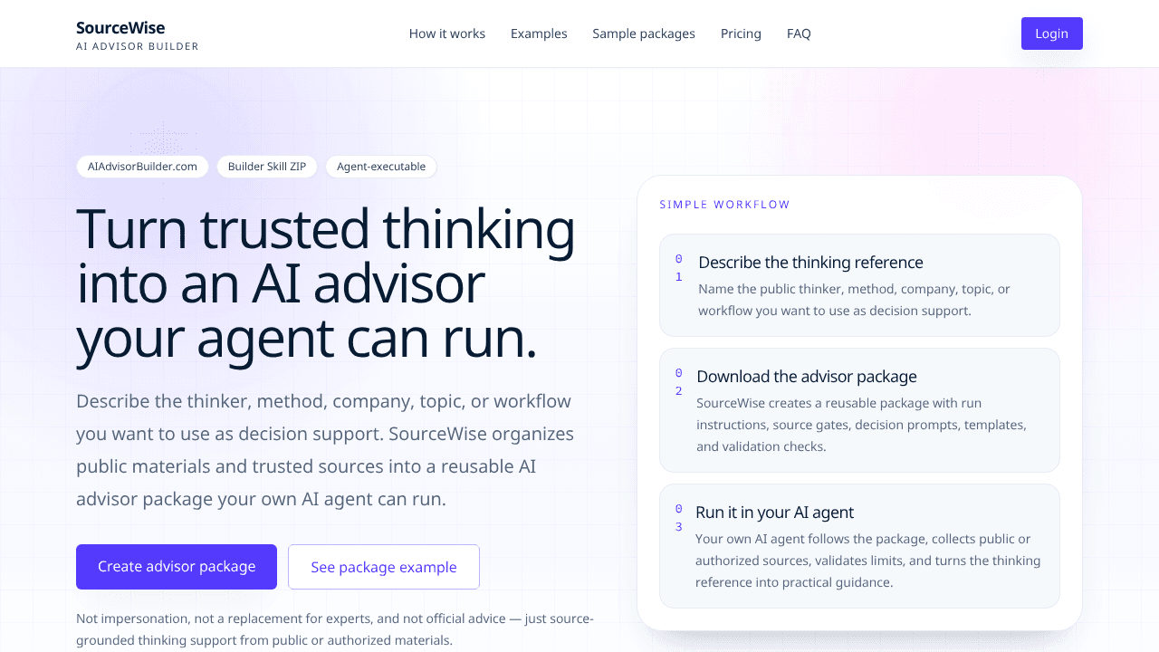 AI Advisor Builder website screenshot