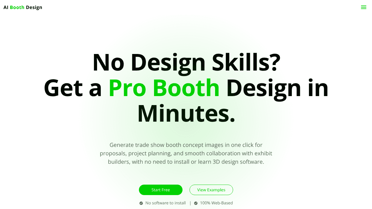 AI Booth Design website screenshot