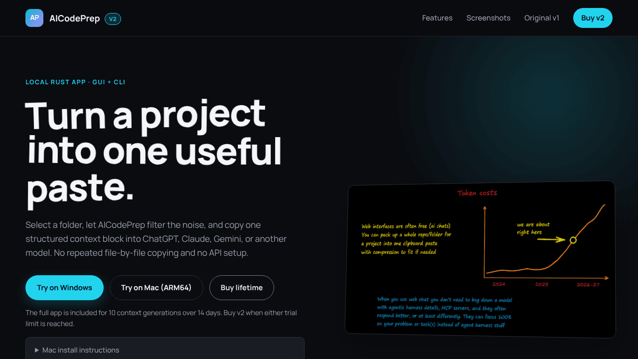 AI Code Prep v2 website screenshot