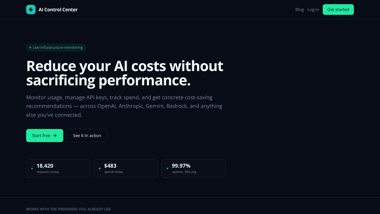 AI Control Center website screenshot