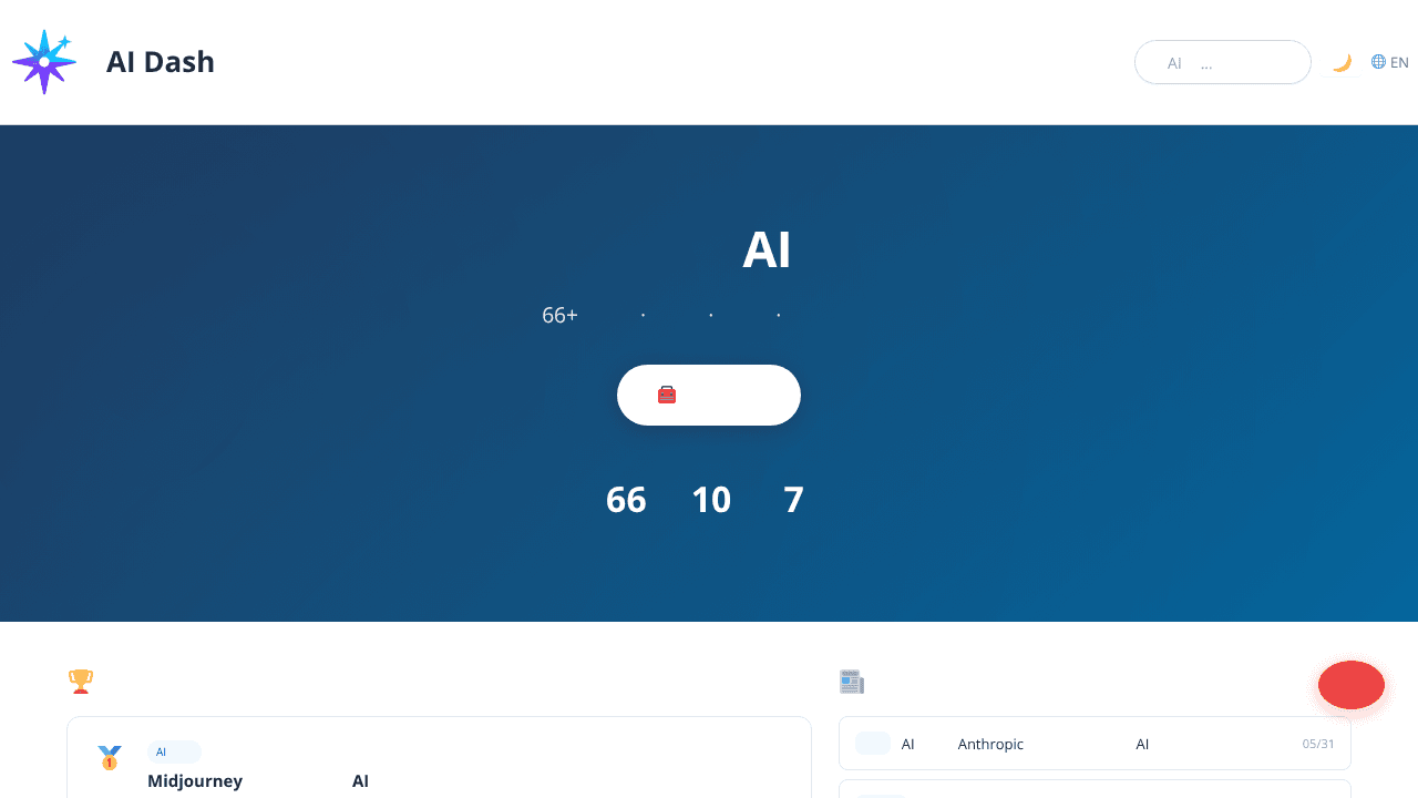 AI Dash website screenshot