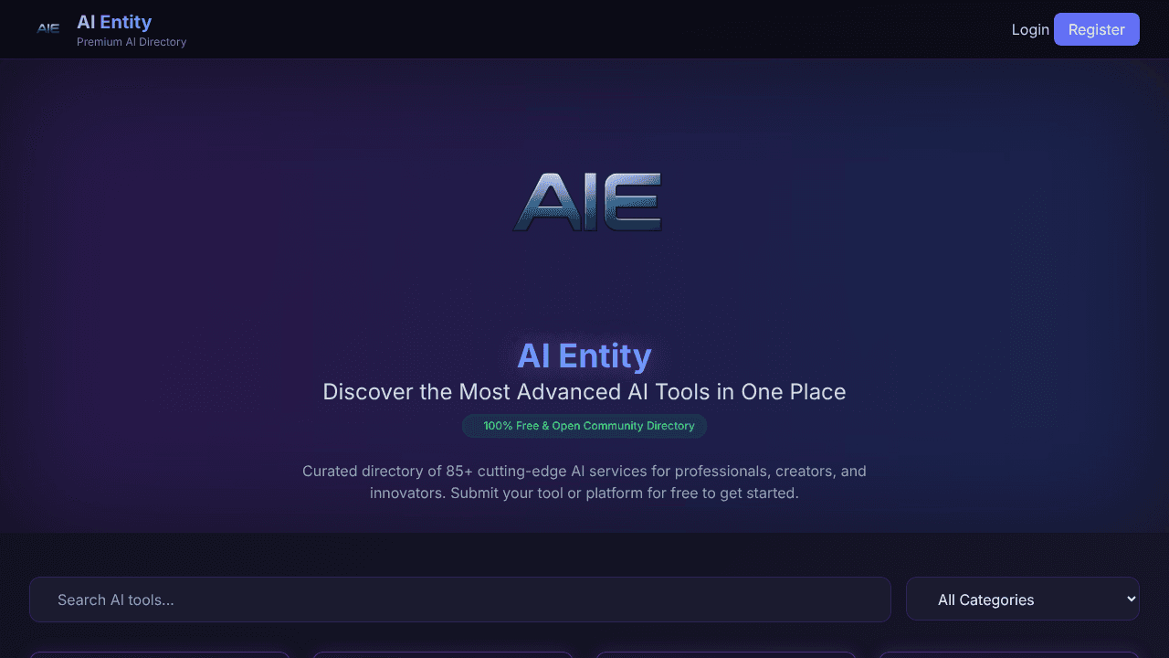 AI Entity website screenshot