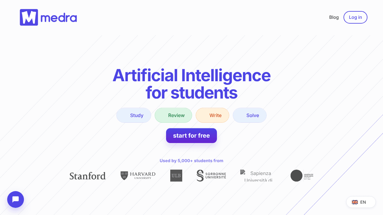 AI for students website screenshot