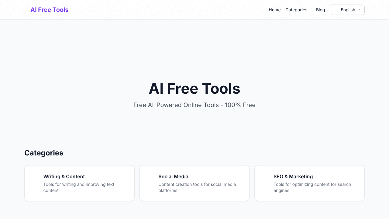 AI Free Tools website screenshot