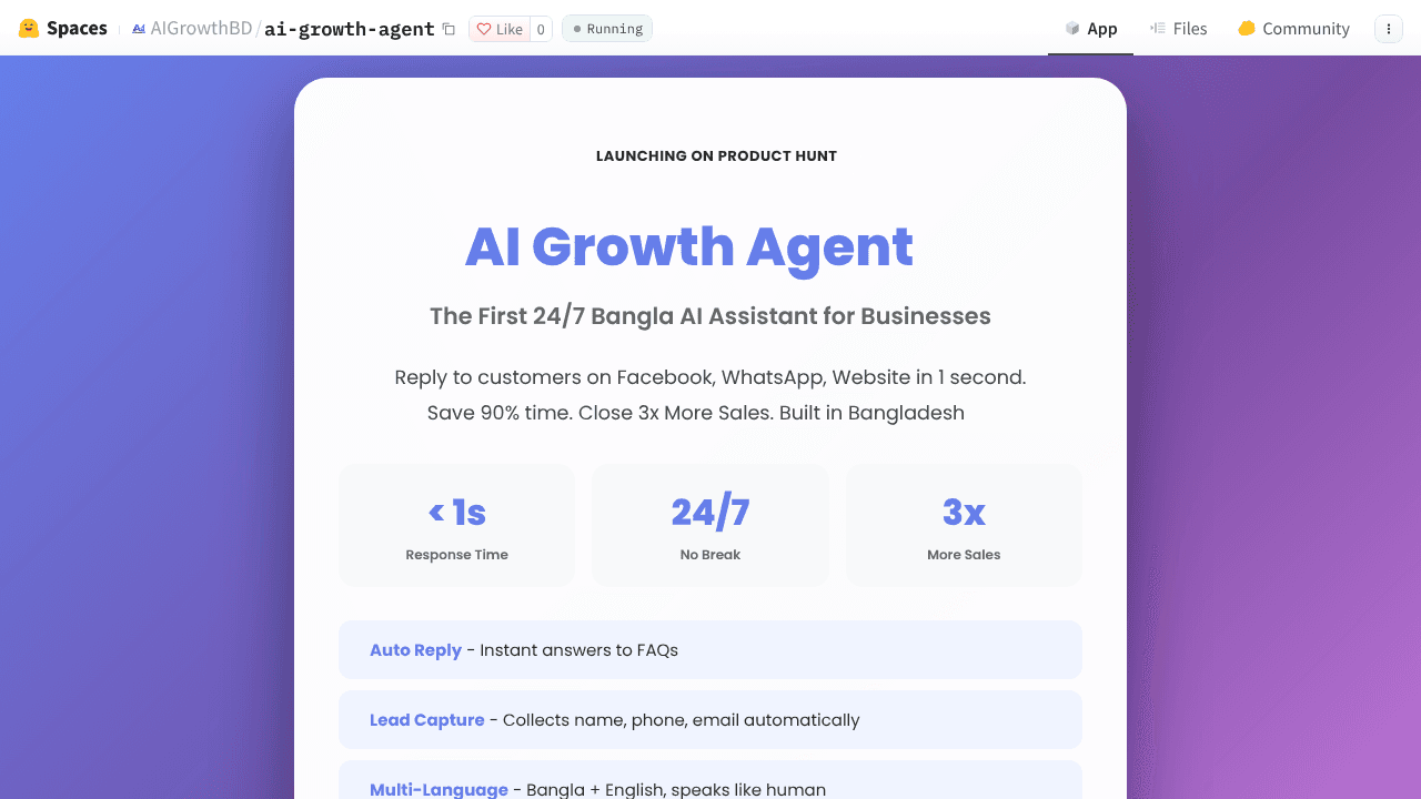 AI Growth Agent website screenshot