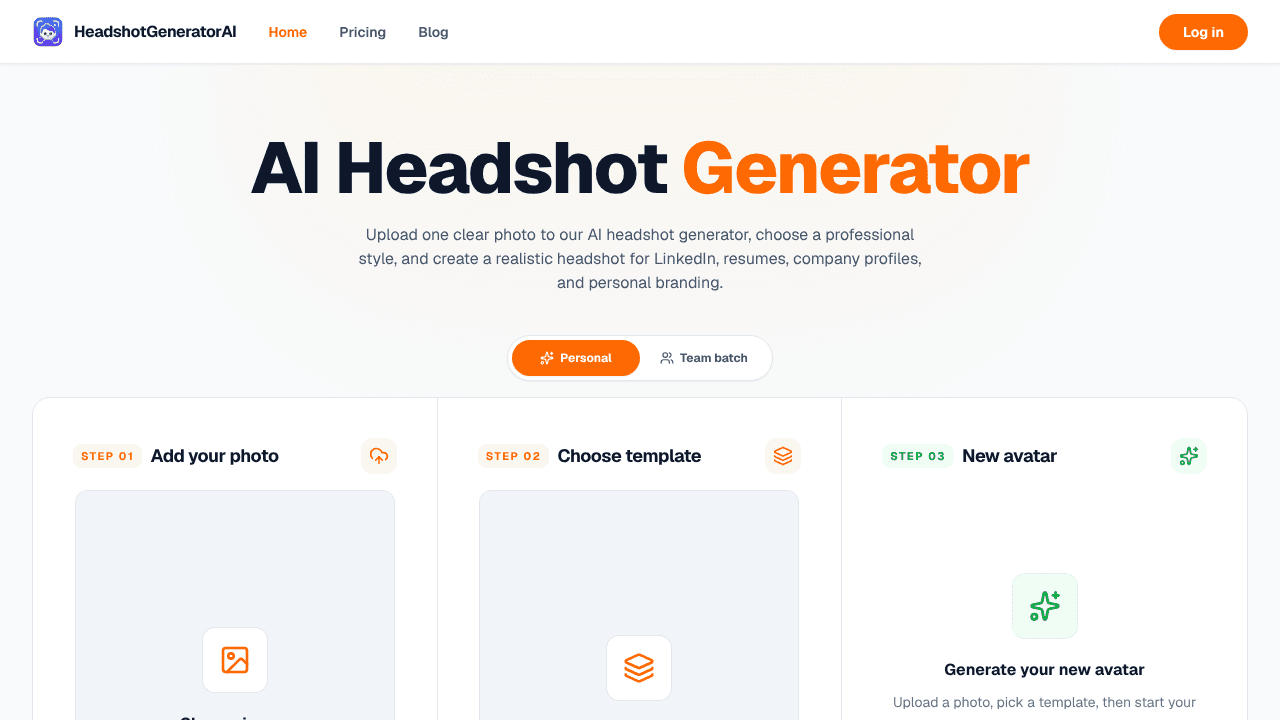 AI Headshot Generator website screenshot
