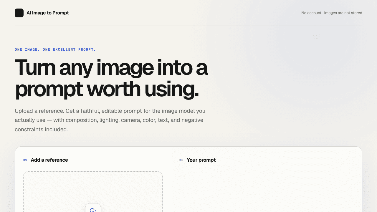 AI Image to Prompt website screenshot