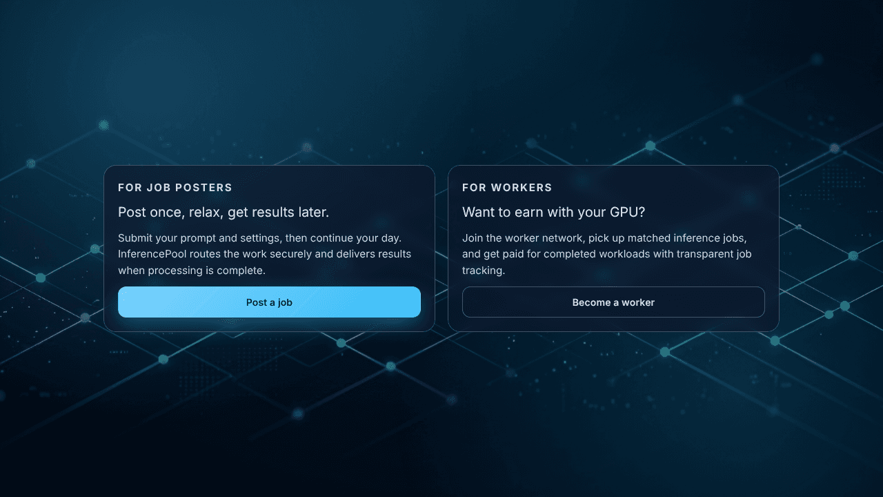 AI Inference Marketplace website screenshot