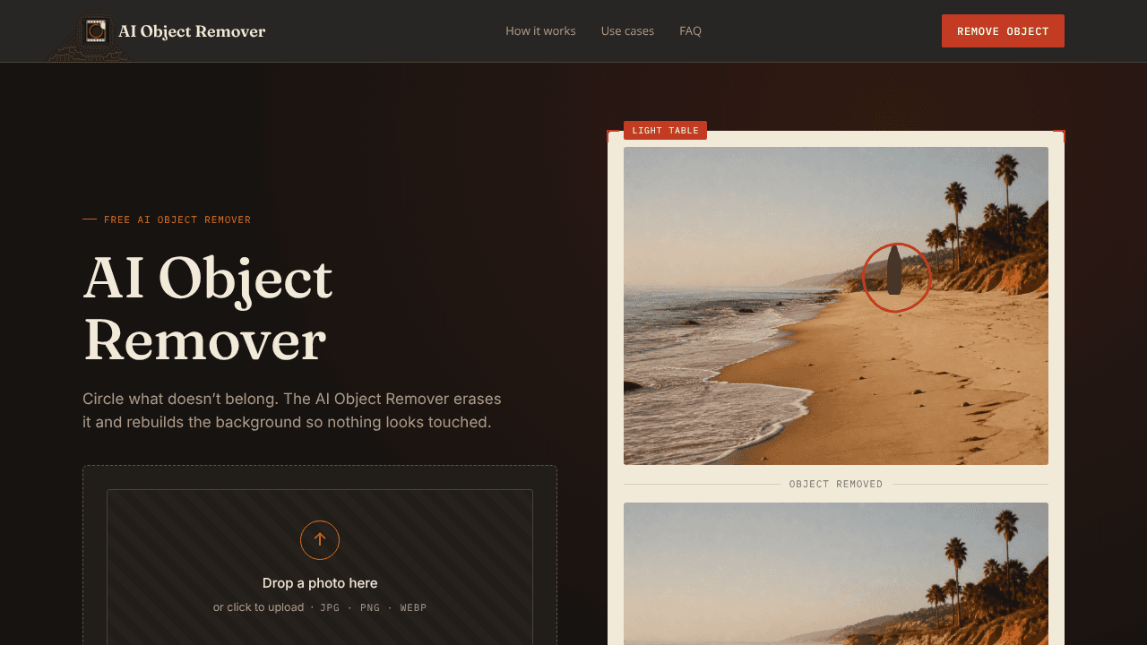 AI Object Remover website screenshot