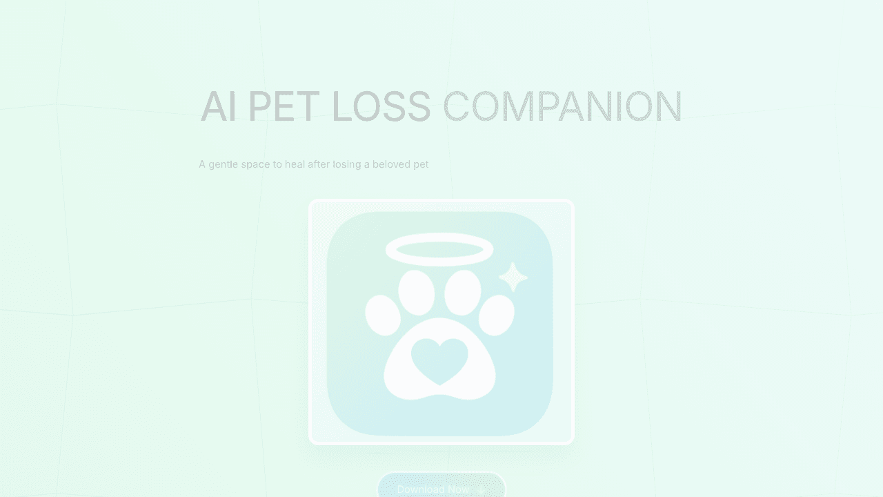 AI Pet Loss companion website screenshot