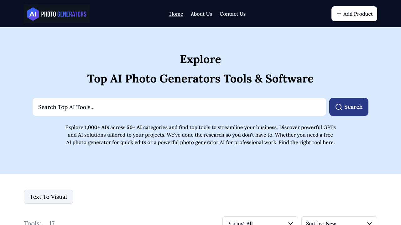 Ai Photo Generators website screenshot
