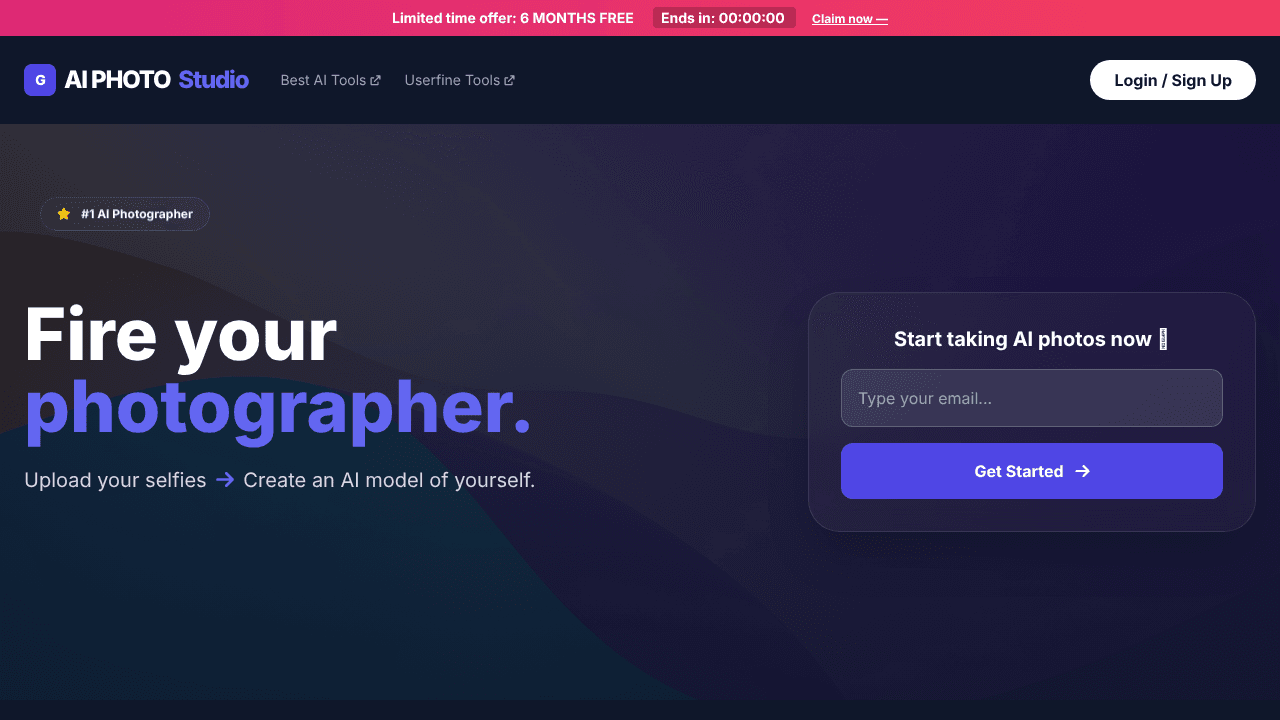 AI Photo Studio website screenshot