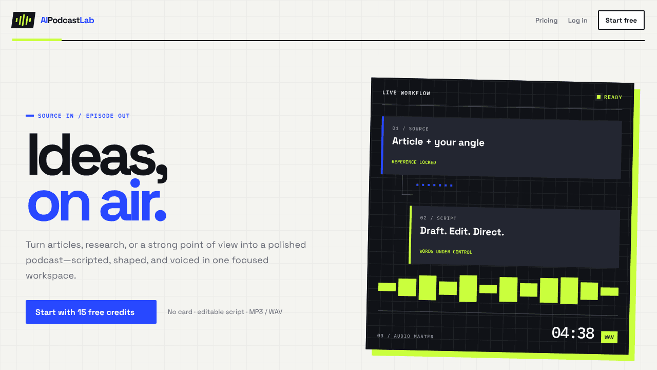 AI Podcast Lab website screenshot