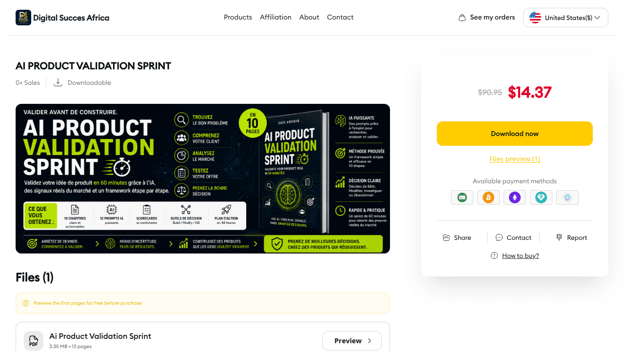 AI Product Validation Sprint website screenshot