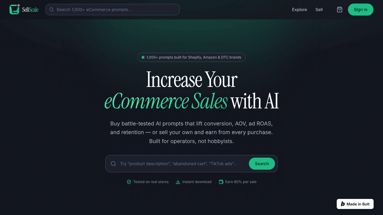 AI Prompt Marketplace website screenshot