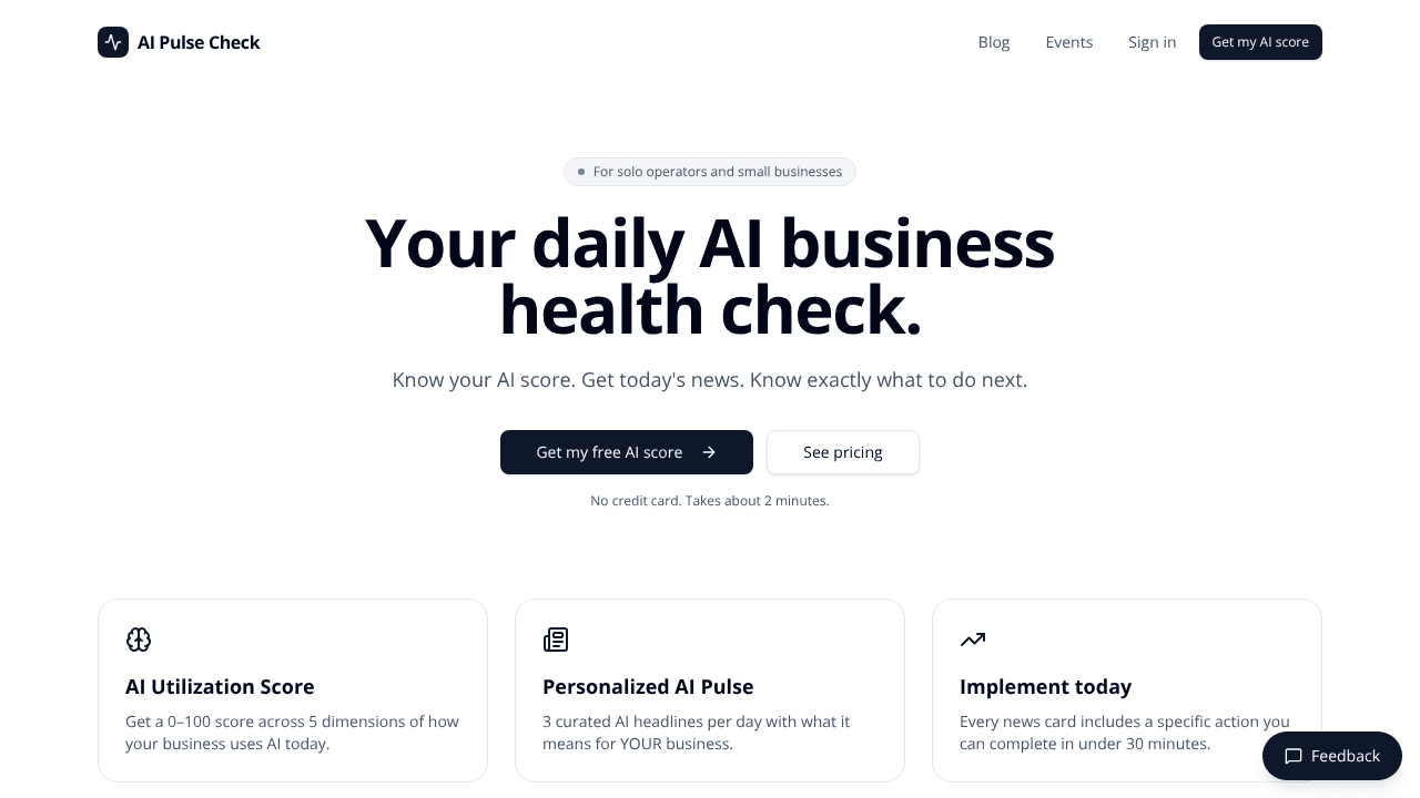 AI Pulse Check website screenshot