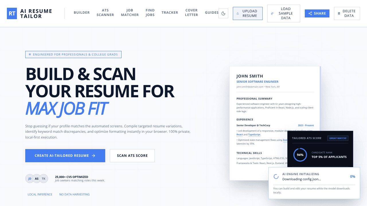 AI Resume Tailor website screenshot