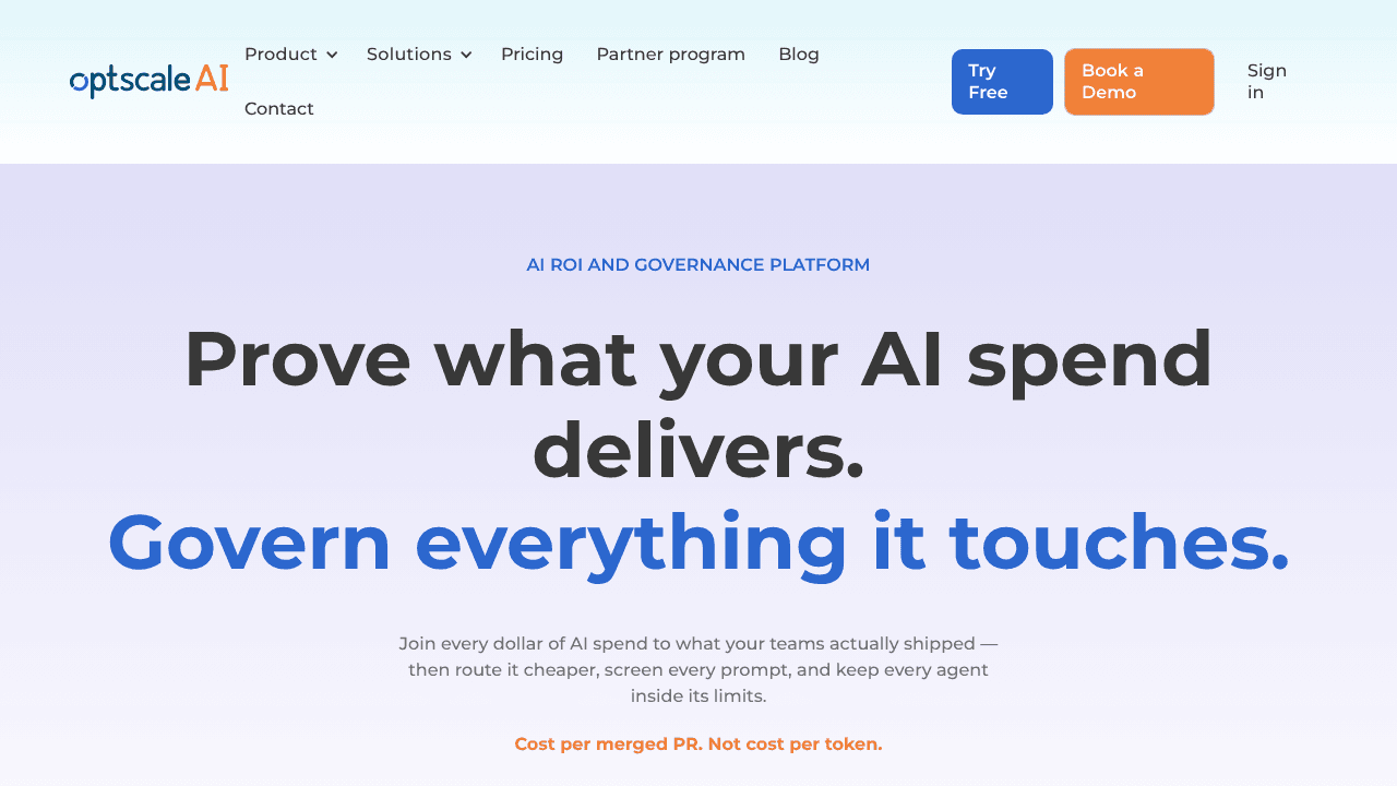 AI ROI & AI Governance Platform website screenshot