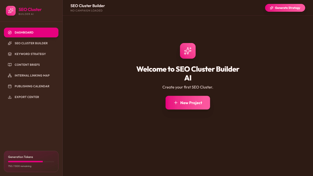 AI SEO Cluster Builder website screenshot