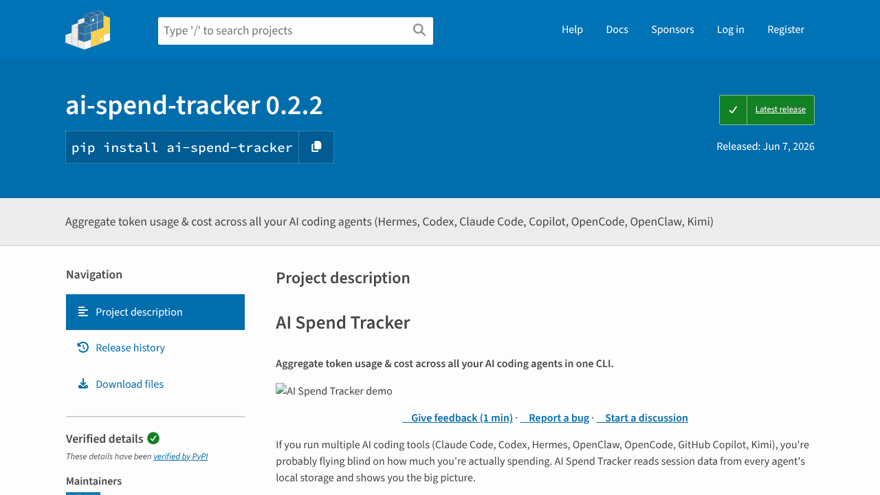 AI Spend Tracker website screenshot