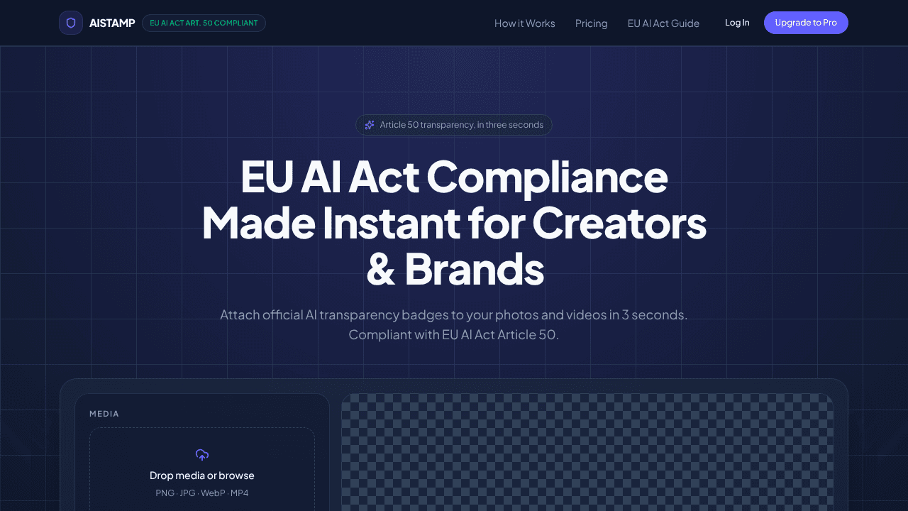 AI Stamp: Trust Badges for AI Content website screenshot