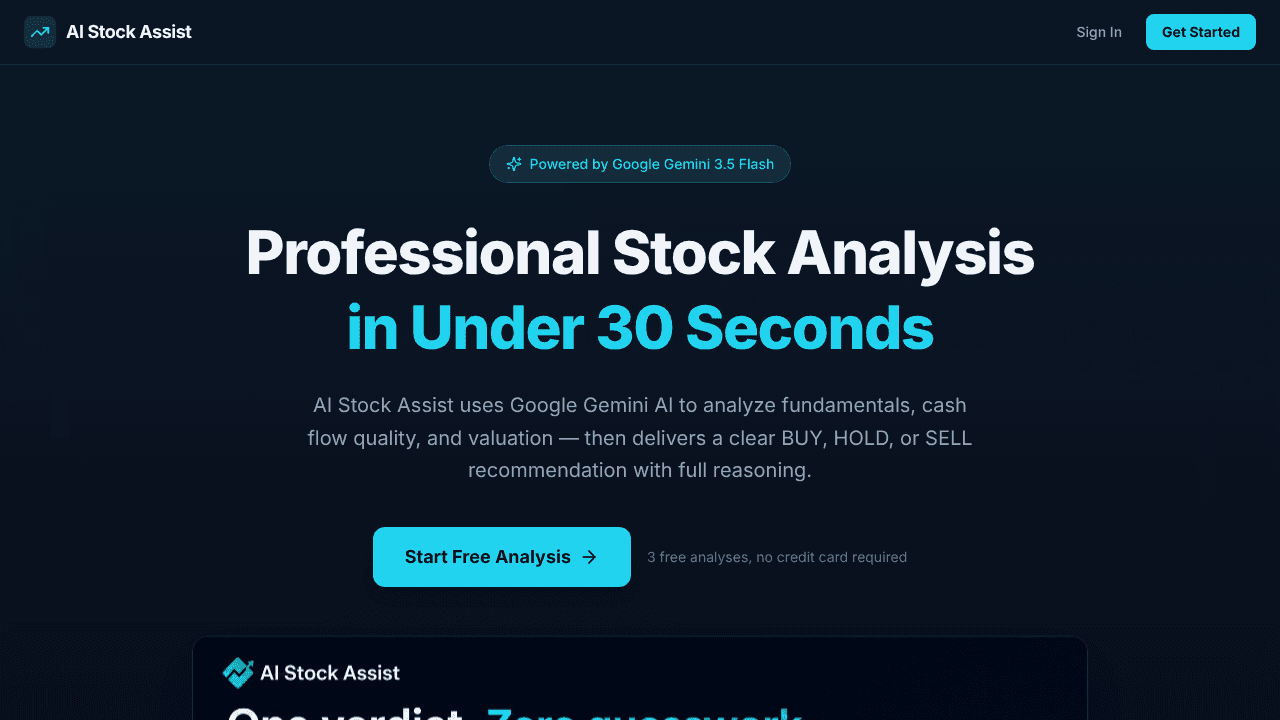 AI Stock Assist website screenshot