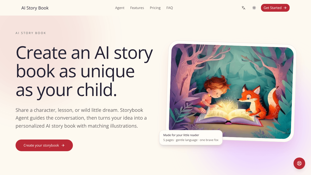 AI Story Book website screenshot
