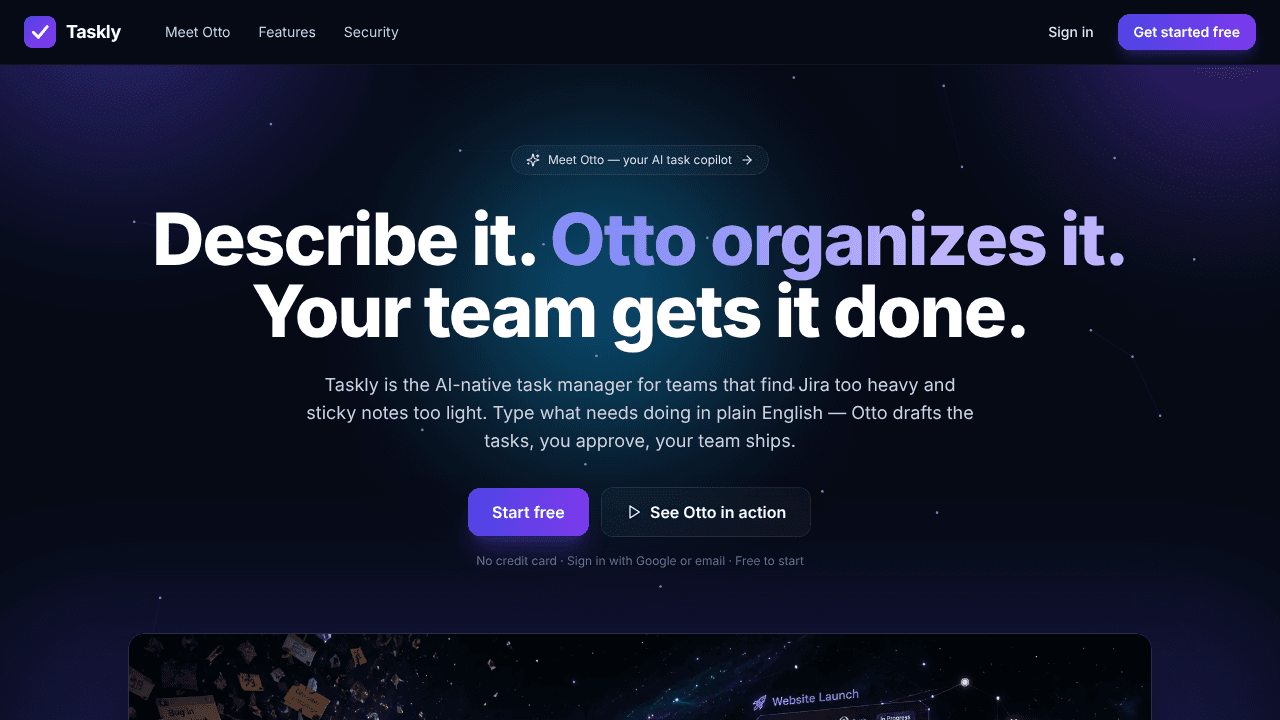 AI Task Manager website screenshot