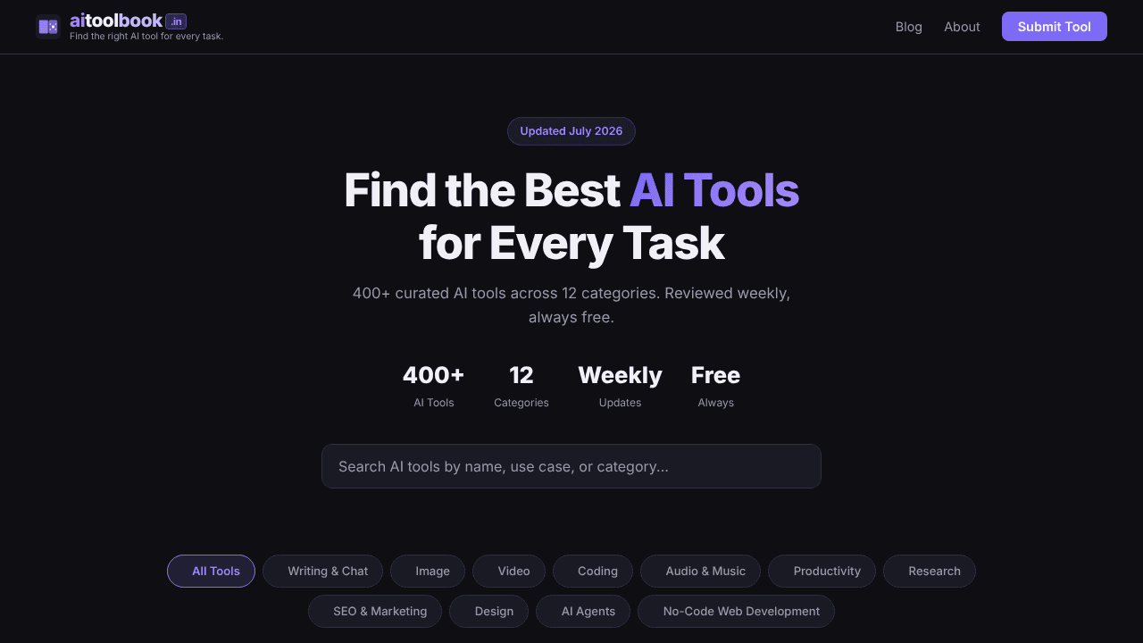 AI Tool Book website screenshot