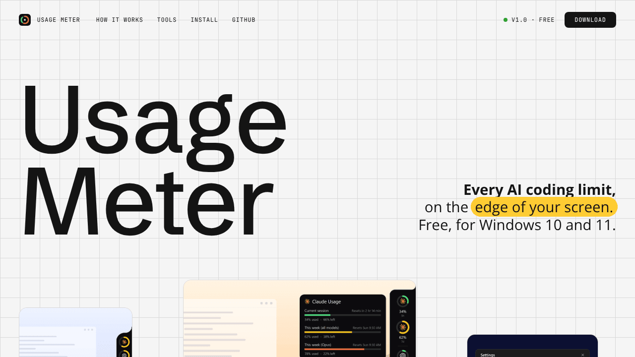 AI Usage Tracker website screenshot