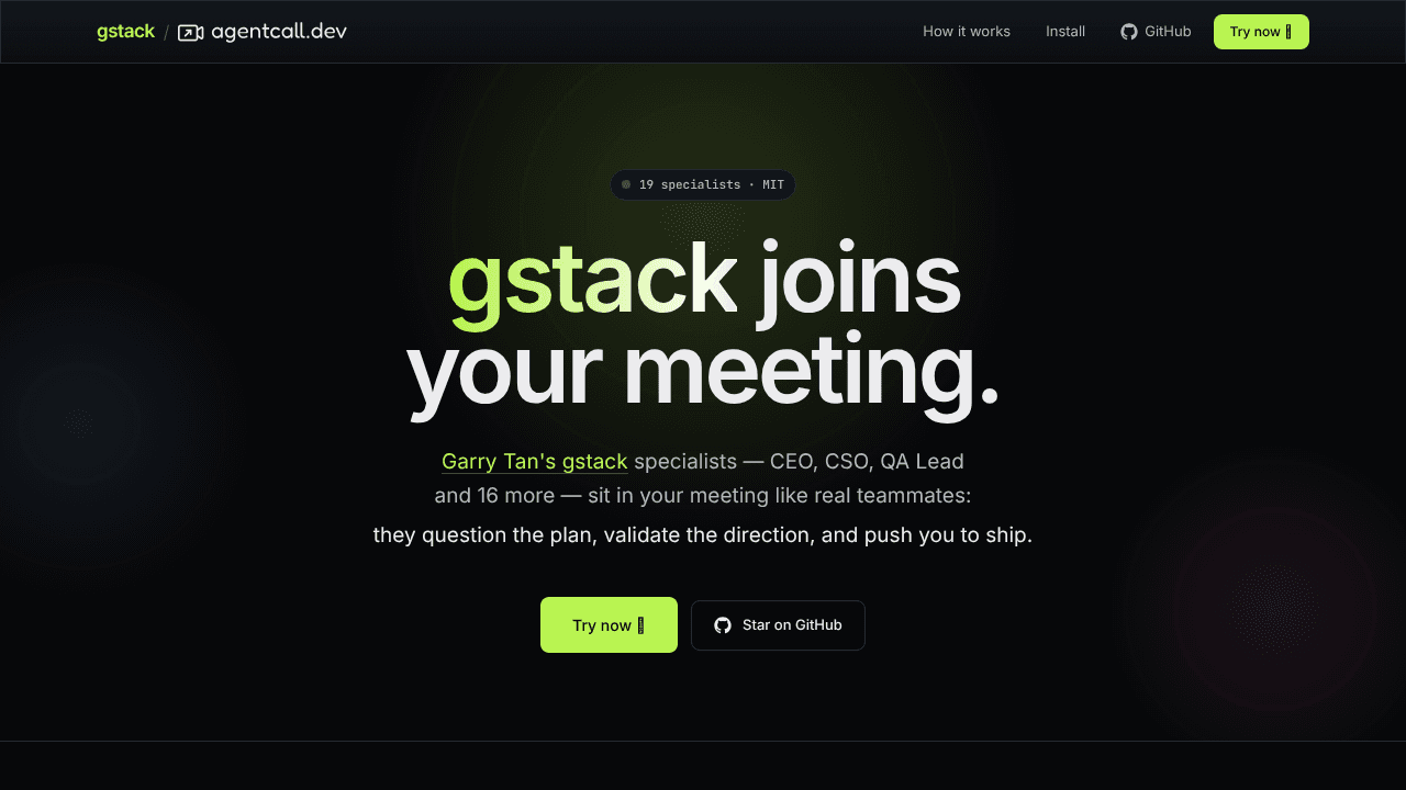 AI YC interview with Gstack agents  website screenshot