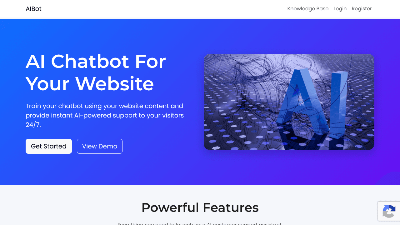 AIBOT FOR WEBSITES website screenshot