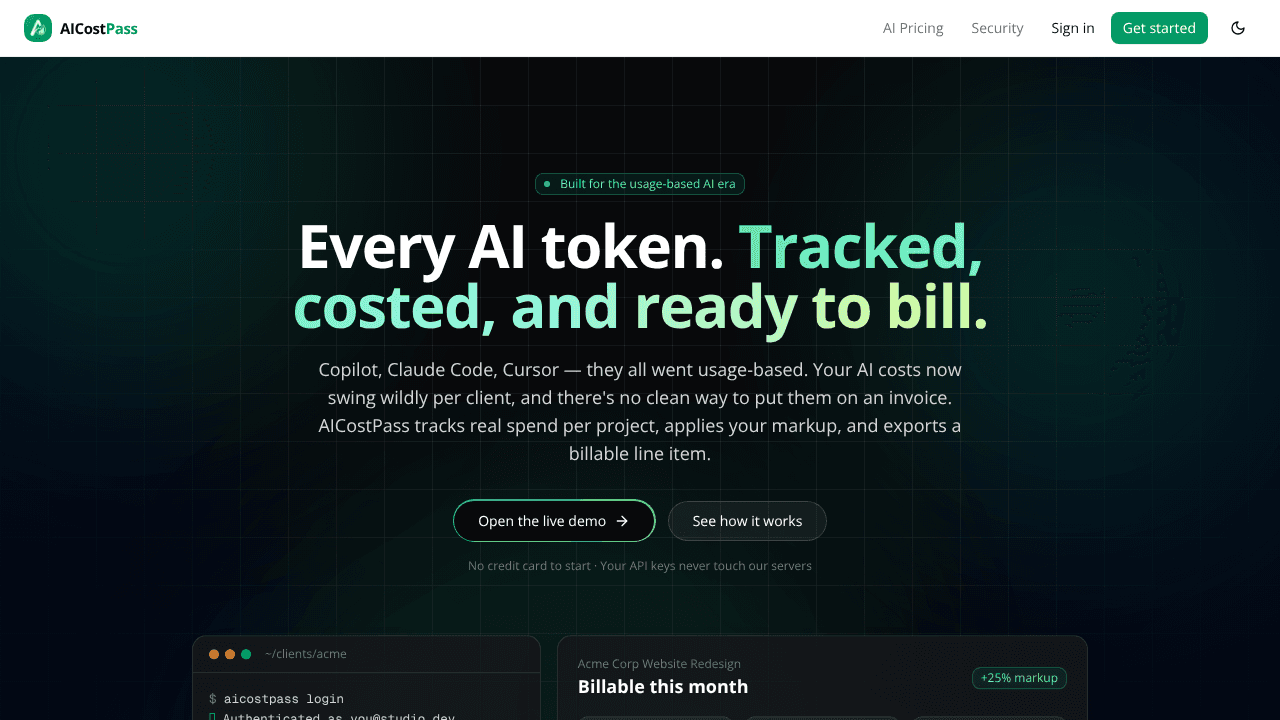 AICostPass website screenshot