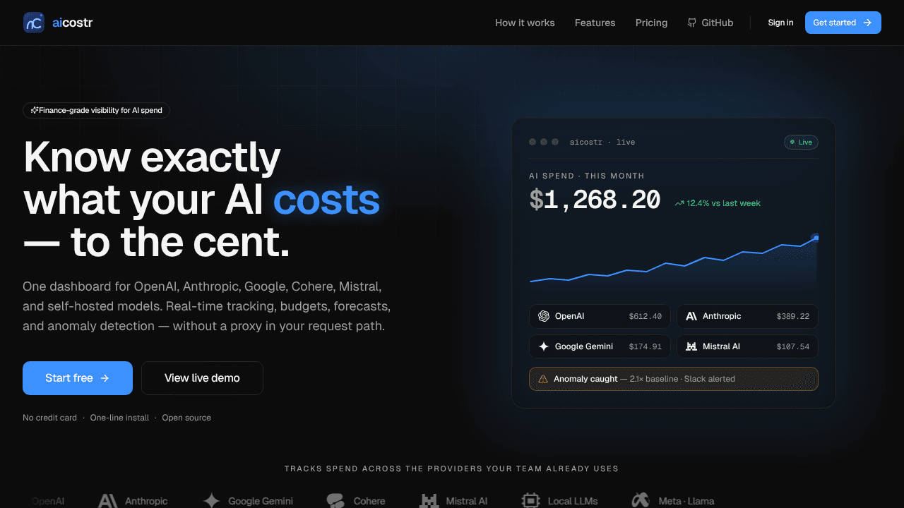 aicostr website screenshot