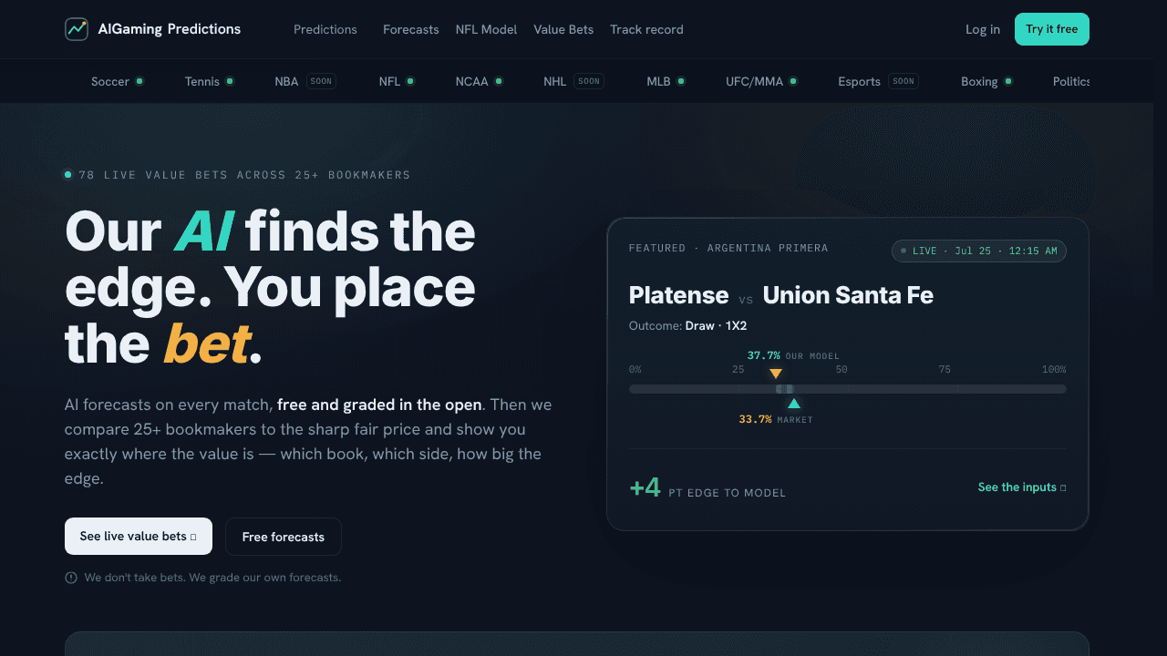 AiGamingPredictions website screenshot
